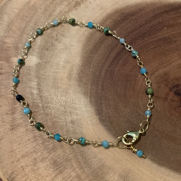 Handmade Turquoise and Amazonite Anklet - Picture 3 of 3
